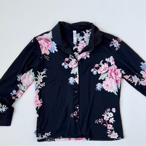 Floral Button-Up Blouse pajama top